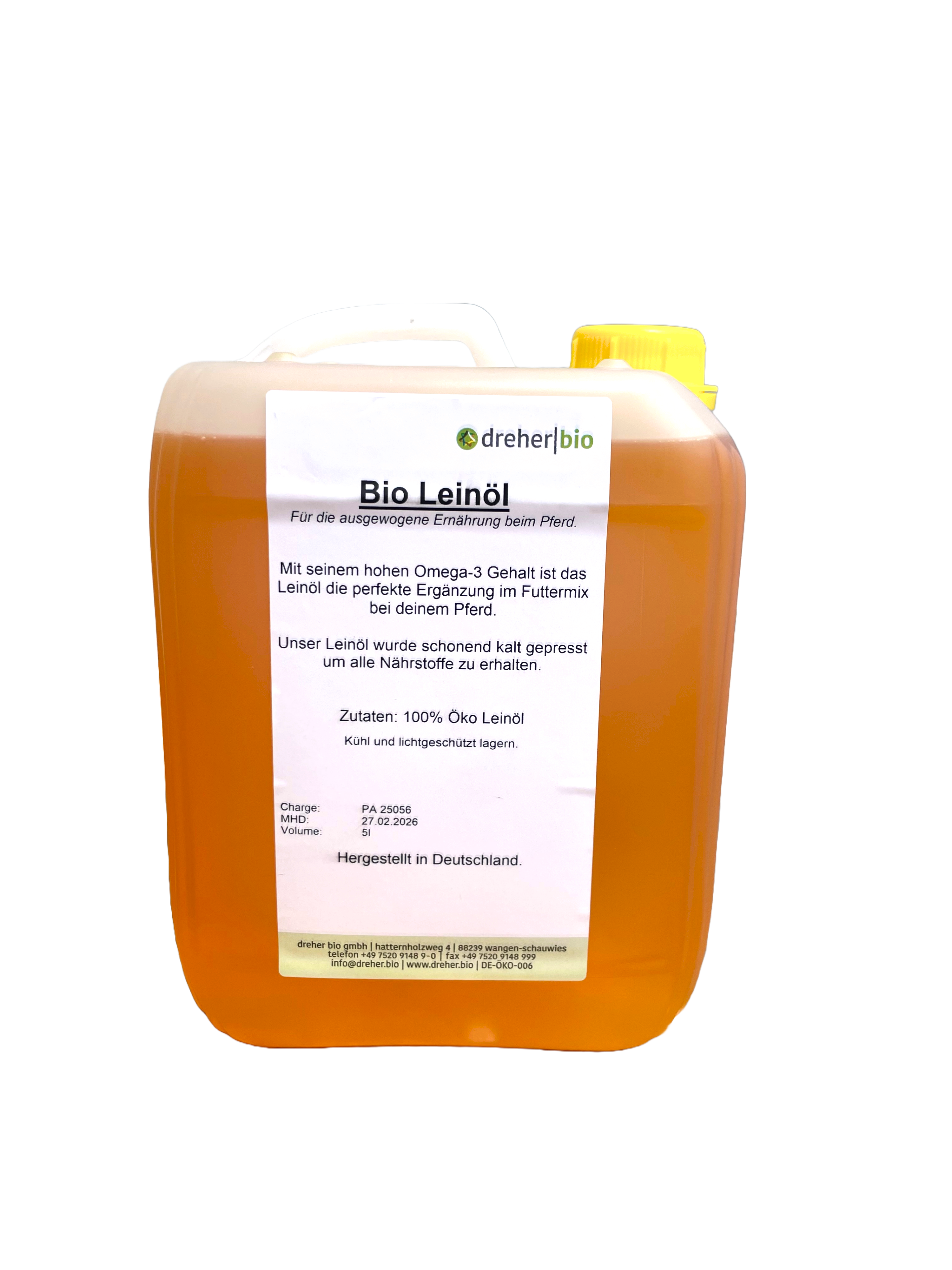 Bio Leinöl für Pferde 5L Kanister